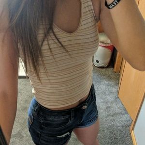 Jean shorts, and tank top from American Eagle.